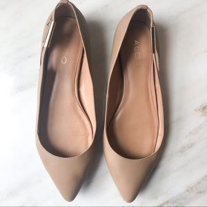 ALDO Tan Pointed Flats